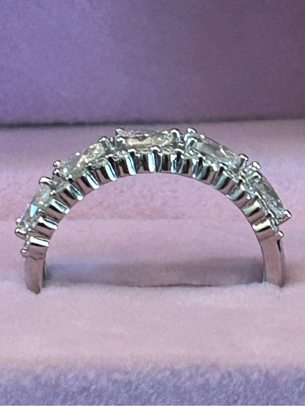 2.00CTW Round & Pear Shaped Moissanite 925 Sterling Silver Eternity Band Ring 💍 - Picture 3 of 13